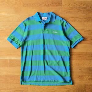 MC2 Saint Barth Stripe Cotton Piqué Polo Shirt Blue Green Size L Preppy Casual